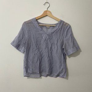 And Away V Neck Striped Crop Top